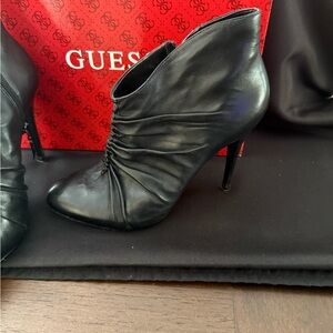 Guess Black Heeled Boots with Ruched Design